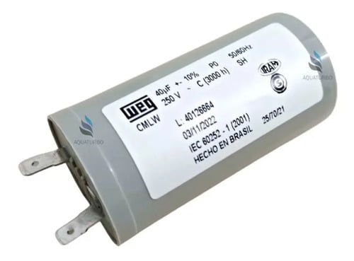 Capacitor De Partida 40uf 250v Weg Terminal Novo