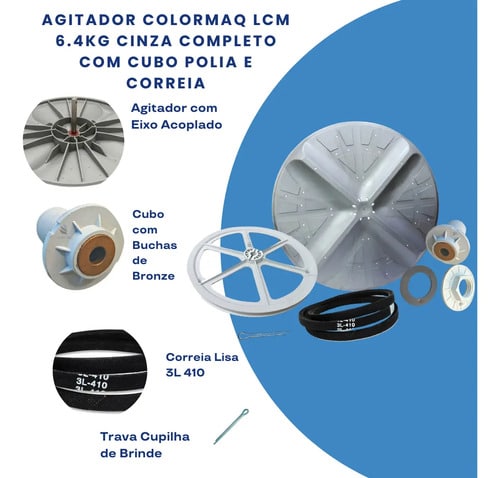 Agitador Colormaq Lcm 6.4 Kg Completo Com Cubo Polia Correia Cinza 500