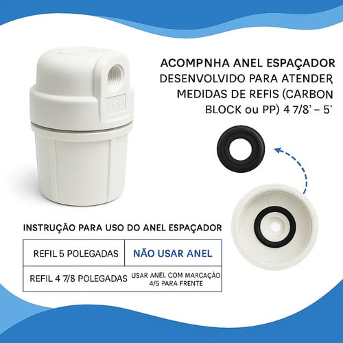 Filtro De Água Aquaturbo Carbon Block Remove Cloro Cozinha Branco