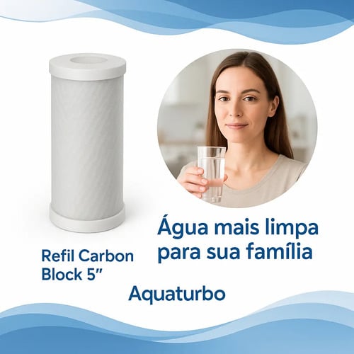 Filtro De Água Aquaturbo Carbon Block Remove Cloro Cozinha Branco