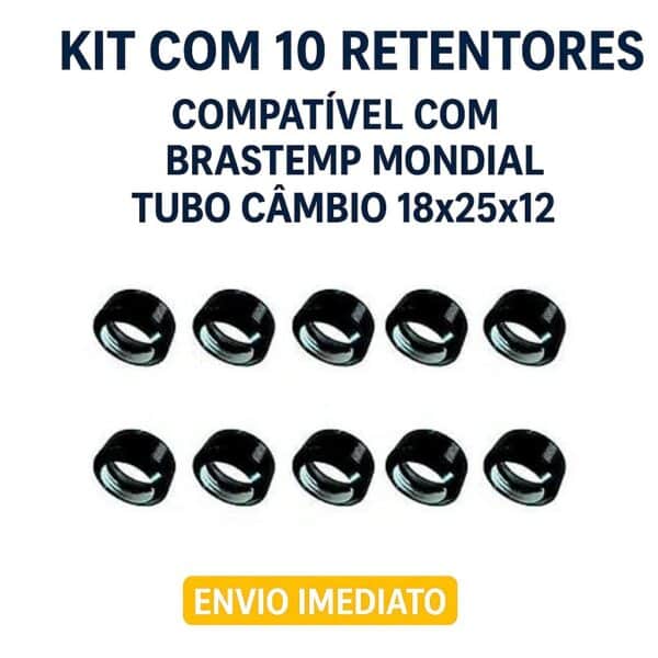 Kit Com 10 Retentores Brastemp Mondial Tubo Cambio 18x25x12
