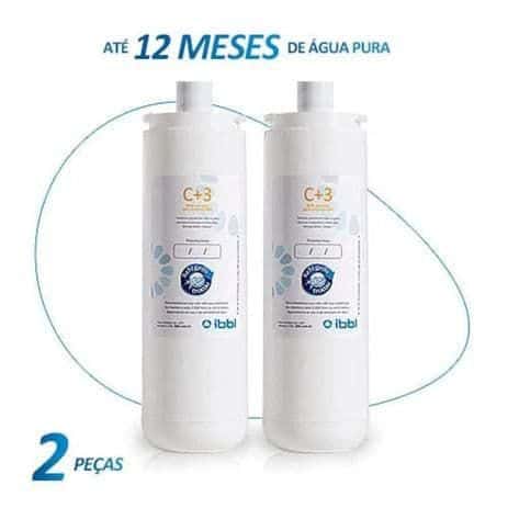 2 Refil C+3 Ibbl Filtro Purificador De Água Fr600 Original