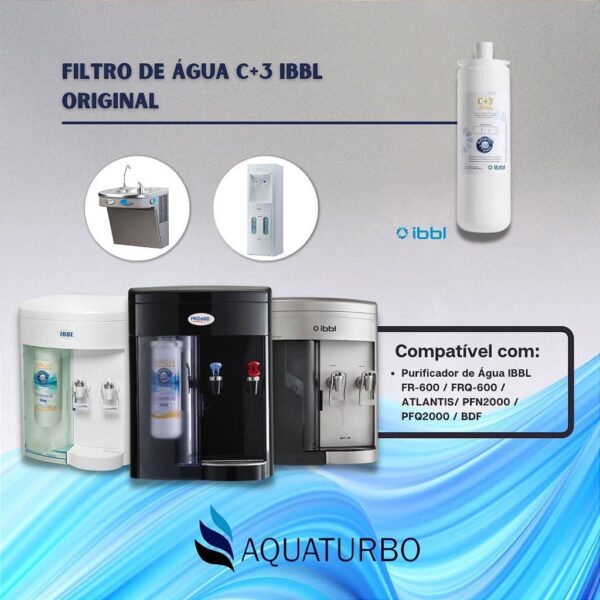 2 Refil C+3 Ibbl Filtro Purificador De Água Fr600 Original
