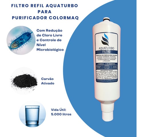 Refil Aquaturbo Filtro Purificador Colormaq + Torneira