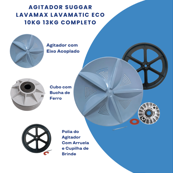 Agitador Batedor Tanquinho Suggar Eco 10kg a 18kg para Lavadoras