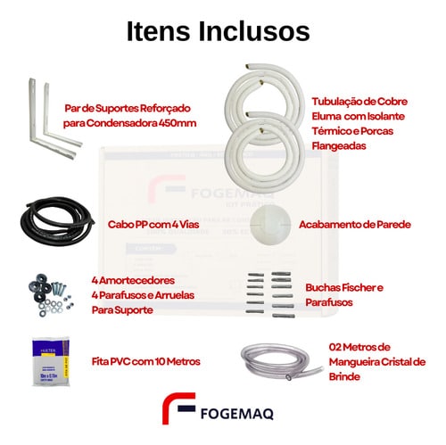 Kit Instalação Ar Split 3 Mts 12/18000 Btus Inverter