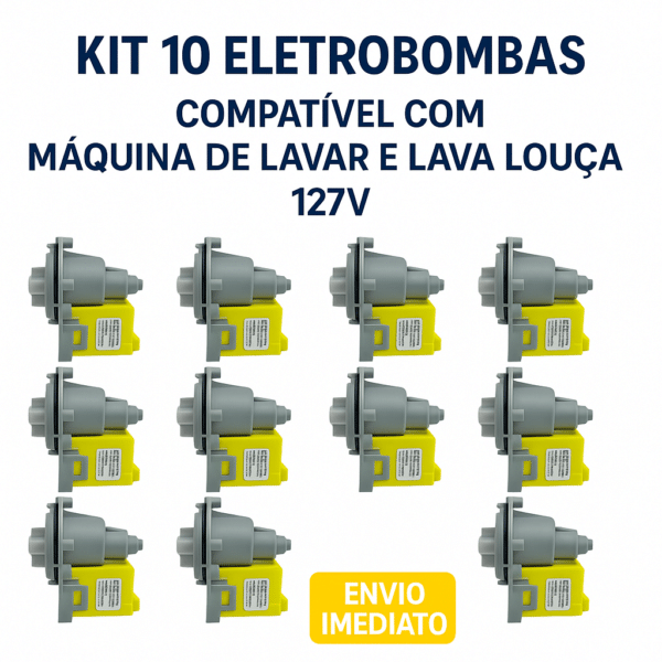 Kit 10 Eletrobombas Para Máquina de Lavar e Lava Louça 127V